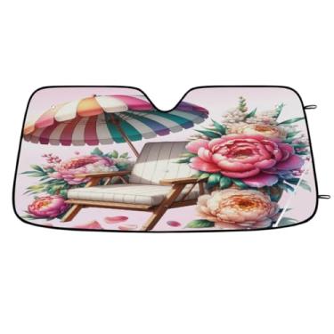 Imagem de Para-brisa dianteiro do carro, guarda-sol, cadeira de praia, rosa, dobrável, leve, para-sol para janela, para-sol, bloqueia raios UV de verão, mantém o carro fresco viseira de para-brisa para a