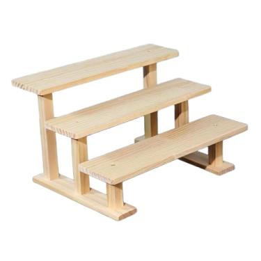 Imagem de IEUDNS Suporte de exibição de figuras, organizador de perfumes, suporte para cupcakes, expositor de madeira para colecionáveis, 3 Níveis 20cm