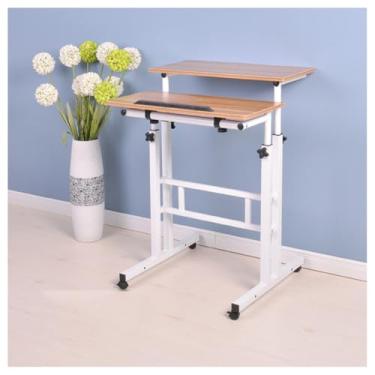 Imagem de SPXMQSS Mesa de escritório alta ajustável, mesa de reuniões para laptop, mesa portátil para ficar em pé ou sentado, para escritório, casa B