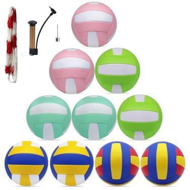 Imagem de ZHUOKECE Vôlei, pacote com 10 bolas de vôlei infláveis tamanho 5 piscina vôlei Spike equipamento de treinamento ao ar livre bolas de vôlei de areia macias dentro de casa - Inclui bomba de bola