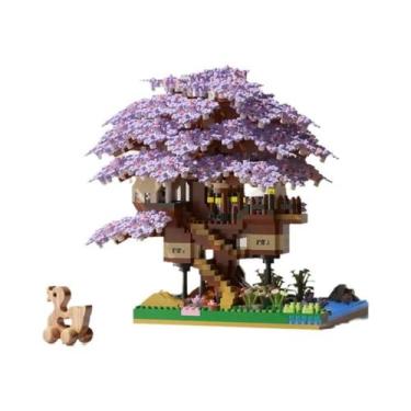 Imagem de Conjunto De Blocos De Montar Casa Na Árvore Sakura, Tijolos De Flor De