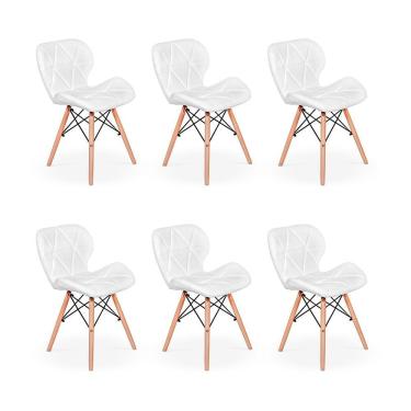 Imagem de Kit 06 Cadeiras Charles Eames Eiffel Slim Wood Branca