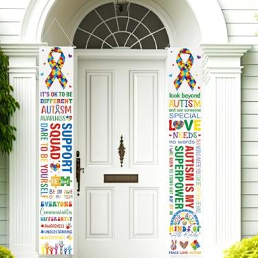 Imagem de DoubleFill 2 peças, faixa de conscientização do autismo, peças de quebra-cabeça, padrão de fitas, faixa inspiradora, amor, não precisa de palavras, banners de abril, peças de quebra-cabeça de abril