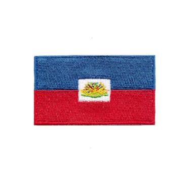 Imagem de Ruoming 1 PÇ Patch de bandeira do Haiti bordado a ferro ou costurado, tático, militar, nacional do Haiti