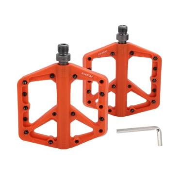 Imagem de Partuto Pedal de bicicleta Nylon Universal Bike Pedal plano sem tiras refletoras laranja ajuste 14 mm Eixos Pedal de bicicleta antiderrapante para bicicletas de estrada BMX MTB 1 par