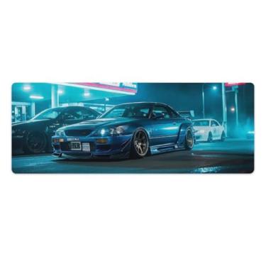 Imagem de HouLaiZhe JDM Tapete de mouse para jogos grande frota de carro próximo ao posto de gasolina, base de borracha antiderrapante, acessórios de computador, suprimentos para escritório, casa, 30 x 80 cm