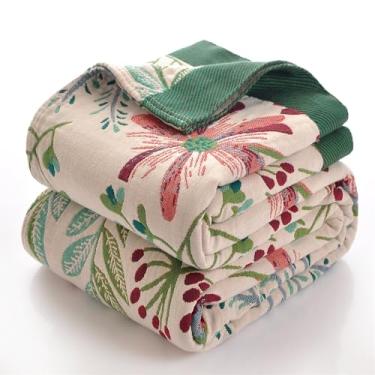 Imagem de SHUOKUNCO Cobertor Boho, 100% algodão, ultramacio, luxuoso, colcha rústica, musselina, respirável, macio, para cama, tudo para sofá, poltrona, 152 x 203 cm