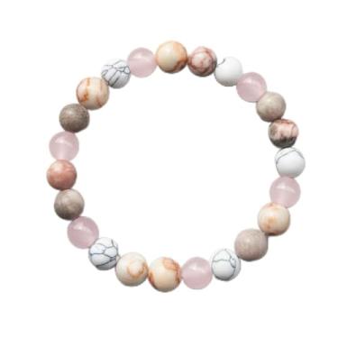 Imagem de Pulseira elástica com contas redondas naturais de 8 mm, cristal energético, chakra, Reiki, cura, 18 cm, unissex