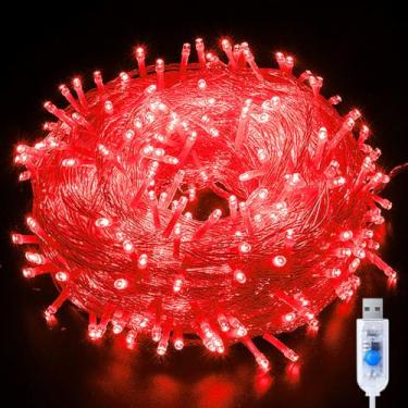 Imagem de YUANHUYUOU Luzes de corda de Natal, 6 m 40 LED USB com IP44 à prova d'água, luzes de corda internas externas, luzes de Natal LED (vermelho)