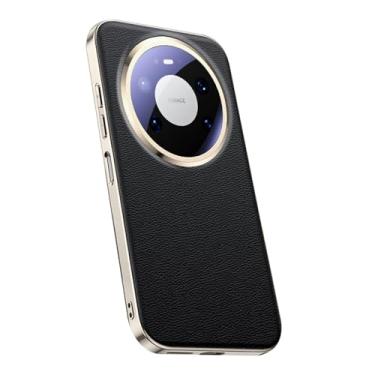 Imagem de POYUFRG Capa ultrafina para Huawei Mate 80 Pro Max/80 Pro/80, capa de couro galvanizado para negócios de luxo, capa de proteção de lente completa, preta, 80