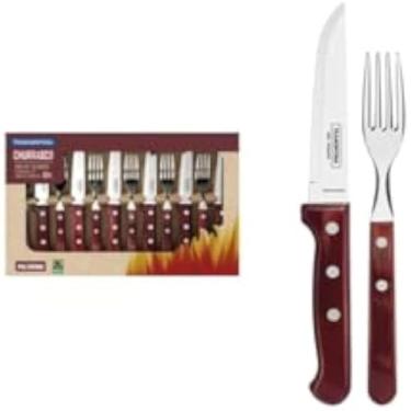 Imagem de Conjunto completo facas de aco inoxidavel com cabo de madeira, excelente, afiado