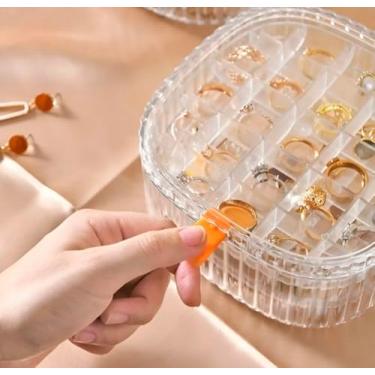 Imagem de Caixa Organizadora de Joias em Acrílico Transparente, Porta Joias com Compartimentos para Anéis e Brincos