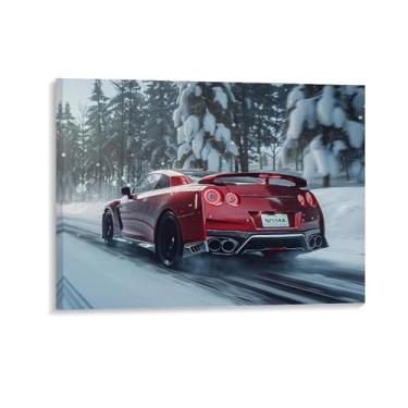 Imagem de HouLaiZhe R35 Cartazes de neve de carro esportivo lona parede estética decoração de sala de parede impressões galeria sala decoração de parede para quarto sala de estar escritório 20 x 26 polegadas