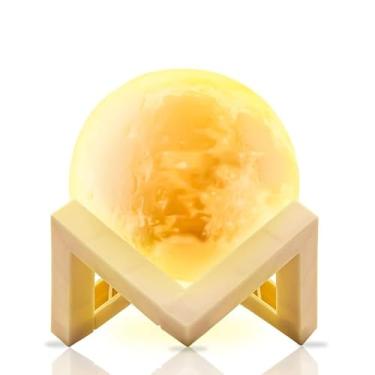Imagem de Luminária Abajur Mini Lua 3D Decorativa Iluminação Ambiente Formato Lua Cheia