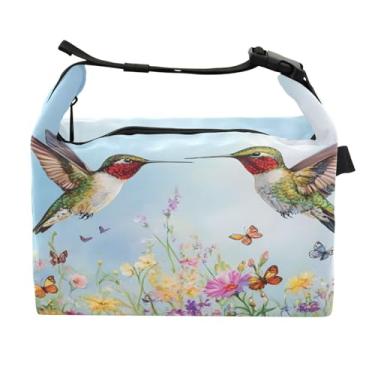 Imagem de STAYTOP Lancheira de flores silvestres e beija-flores com alça de fivela, lancheira isolada para meninos e meninas, lancheira térmica para trabalho escolar