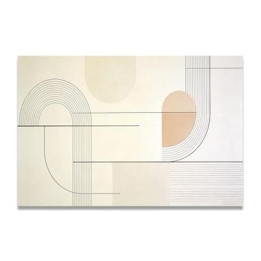 Imagem de LKXGRRSFG Silent FormsMinimalista Arte em tela: Serenidade tons neutros grande área em branco para decoração de espaço calmo 11,20 x 45 cm sem moldura