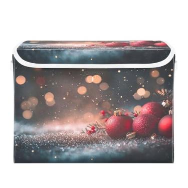 Imagem de CEBUGI Caixotes de armazenamento com tampas, caixa de armazenamento de tecido dobrável, organizador de cubo de Natal para armário de casa prateleiras de quarto 40 x 30 x 30 cm