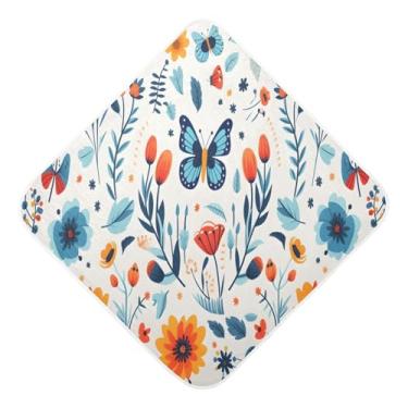 Imagem de Toalhas de bebê com capuz ultra macias absorventes toalha de banho flor borboleta musselina algodão toalhas de banho para recém-nascidos crianças pequenas 35x35 polegadas