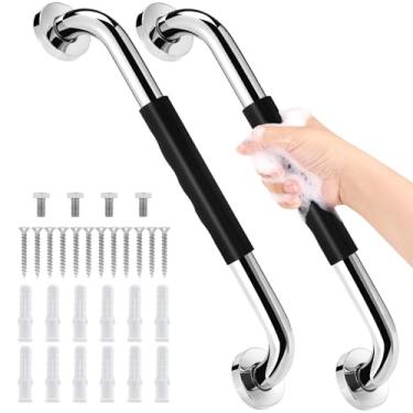Imagem de Kit 2 Barras Apoio 50cm, Aço Inox com Silicone Antiderrapante para Idosos, Deficientes e Grávidas, Design Elegante