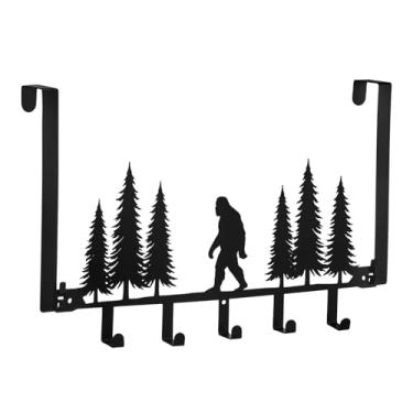 Imagem de AceOrbit Pé grande preto, ganchos sobre a porta, suporte de parede, suporte de toalha, organizador de porta com 5 ganchos kawaii, casa de fazenda, rústico, estilo coquete, decoração para quarto