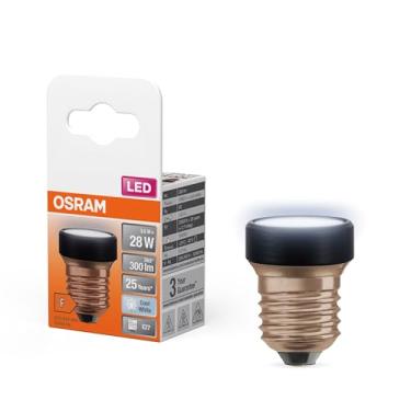 Imagem de OSRAM LED Star Flat de 3,5 W (como 28W), 300 lm/4000 K, branco frio, plástico fosco, preto, com rosca E27, não regulável, 35 mm de diâmetro, pacote com 1