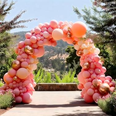 Imagem de YUNGSUN 162Pcs Pestal Pink Balloon Garland Arch Kit, 18 10 5 Inch Hot Pink Latex Nude Pink Chrome Rose Gold Latex Balloons for Girls Birthday Wedding Romantic Princess Theme Decorations