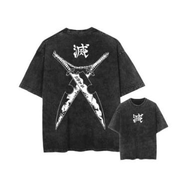 Imagem de Camiseta Oversized Vintage Streetwear Com Estampa Gráfica De Anime Har