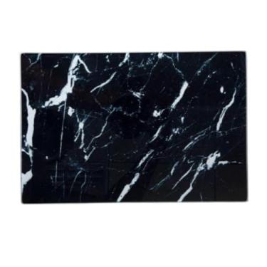 Imagem de Tábua De Corte Vidro Temperado Marmore Tabua De Carne Taboa Churrasco Cozinha Decoração(Tábua Preta)