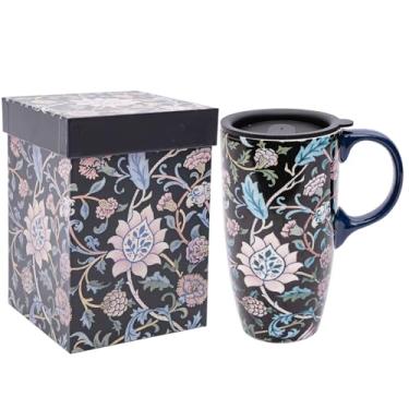 Imagem de Topadorn Caneca de café de viagem de cerâmica de 482 ml com tampa selada, xícara de chá com caixa de cor, segura para micro-ondas e lava-louças, caneca de café exclusiva para latte e chocolate quente