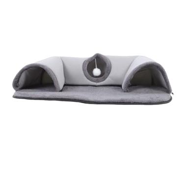 Imagem de GLOGLOW Cama de Túnel de Gato Em Forma de U Com Brinquedo de Bola Suspensa, Caverna de Gato Conversível e Túnel de Brincar, Cama de Pelúcia Removível Lavável à Máquina para Cães Gatinhos Internos, (S)
