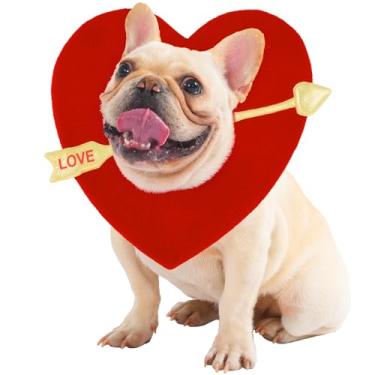Imagem de Boveco Fantasia de cachorro vermelho amor coração chapéu ajustável para animais de estimação roupas para gato cachorro roupa festa feriado grande