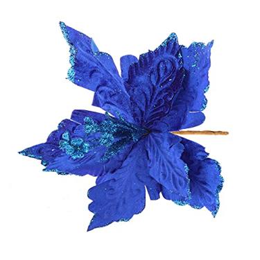 Imagem de ZJchao Ornamento de Flor Artificial Requintado Flor Falsa de Longa Duração para Decoração de Guirlanda de árvore de Natal 28x28cm (#1)