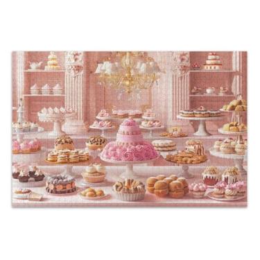 Imagem de Quebra-cabeças difíceis de mesa de exibição de bolo e pão para adultos com letras nas costas 1000 peças para adultos