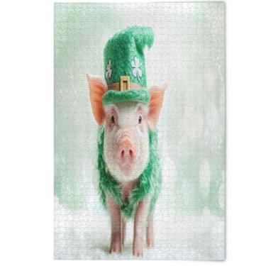 Imagem de Quebra-cabeça adulto 1000 peças de arte floral animal fofo leitão de São Patrício quebra-cabeças divertidos para adultos amigos família jogos presentes, 1000 peças, 75 x 50 cm