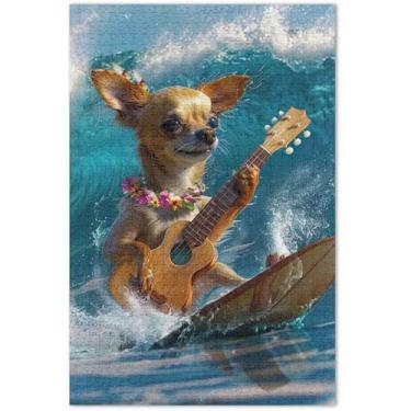 Imagem de Um chihuahua usando uma faixa de cabeça espetada quebra-cabeça de 1000 peças para adultos, jogo de arte, quebra-cabeças coloridos, presentes de festa de elefante branco, 75 x 40 cm