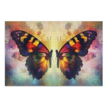 Imagem de Quebra-cabeça de cores de simetria borboleta com letras nas costas 1000 peças
