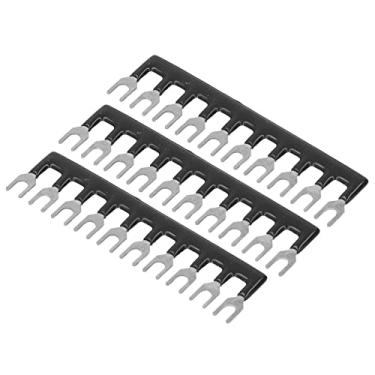 Imagem de GLOGLOW Tiras Terminais Tipo Garfo, Bloco Terminal Pré-isolado de Latão PVC de 8 Posições 15A 400V para Aplicações Domésticas e de Fábrica (TB-1510)