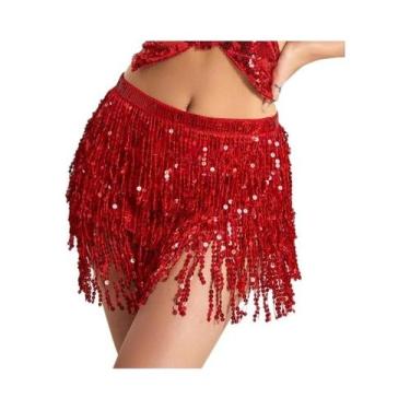 Imagem de Saia De Dança Latina Com Franjas Em Três Camadas E Corrente De Lantejo