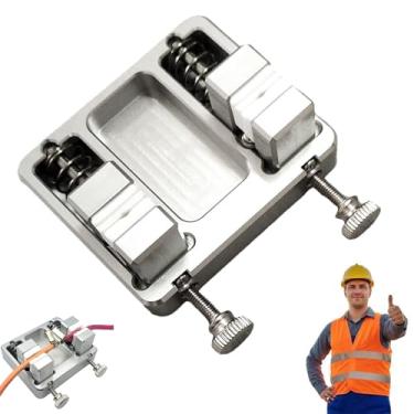 Imagem de Braçadeira de solda de alumínio resistente, mesa de suporte de fixação de fio de estação de solda com mandíbula resistente à temperatura para montagem em placa de circuito suporte de grampo de fio de