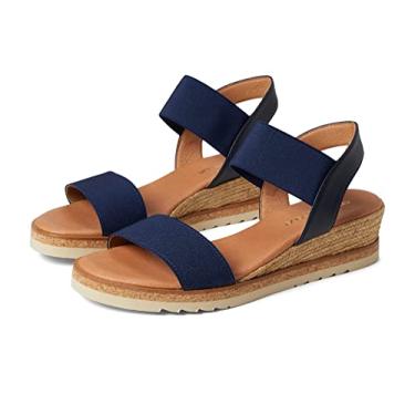 Imagem de André Assous Sandálias femininas Neveah Slingback Comfort Wedge, Azul-marinho/azul-marinho, 40