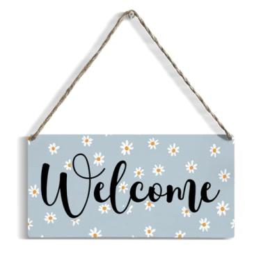 Imagem de Placa de arte de impressão de boas-vindas para pendurar 30 x 15 cm, decoração de parede de fazenda sala de estar decoração de varanda de fazenda placa suspensa para feriados