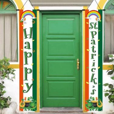 Imagem de Banner de porta do dia de São Patrício, faixa de varanda para decoração do dia de São Patrício, cartaz de jardim de São Patrício, faixa para pendurar na porta da frente para decorações do dia de São