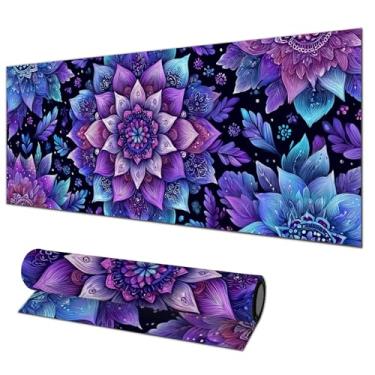 Imagem de HOMETITUTE Tapete de mouse XL mandala floral arte gamer mousepad 31,5 x 11,8 polegadas teclado antiderrapante protetor de mesa tapete de mouse pad grande para casa e escritório acessórios de mesa