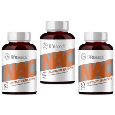 Imagem de NAC - N-Aceitl L-Cisteína - 600mg - 3 Potes - 180 Cápsulas (6 Meses)
