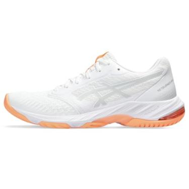 Imagem de ASICS Tênis de vôlei feminino Netburner Ballistic FlyteFoam 3, Branco/Cinza geleira., 43