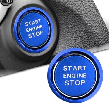 Imagem de UZZH Capa de botão de partida compatível com Audi, capa de botão de partida de motor de carro com anel de metal, acessórios de pressão para iniciar capa de botão de ignição para Audi A4 LA5 A6 LA7 Q5