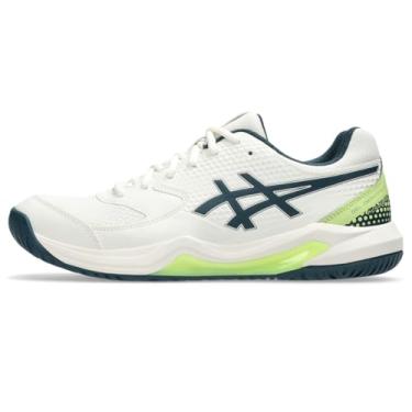 Imagem de ASICS Tênis masculino Gel-Dedicate 8 Pickleball, Creme/azul-petróleo tranquilo, 40