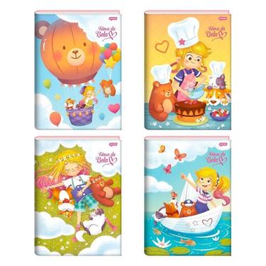 Imagem de Caderno Costurado 1/4 Jandaia Capa Dura Turma da Bela 80 Folhas Embalagem com 5 Unidades