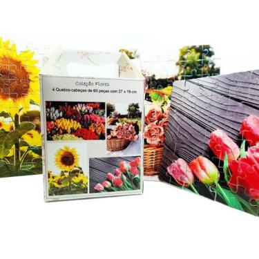 Imagem de 2 Quebra-Cabeça Cognitivo Reabilitação Idosos Flores 40 pc - Coleção T