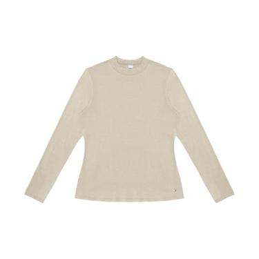 Imagem de Blusa Feminina Manga Longa Gola Alta Rovitex Bege, M, Bege
